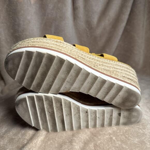 Marc‎ Fisher Zain Espadrilles Platform Sandals Mustard Suede Leather Women’s 8M - Picture 7 of 8